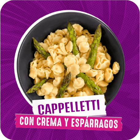 Cappelletti con crema y espárragos