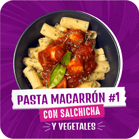 Pasta macarrón #1 con salchicha y vegetales