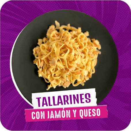 Tallarines con jamón y queso