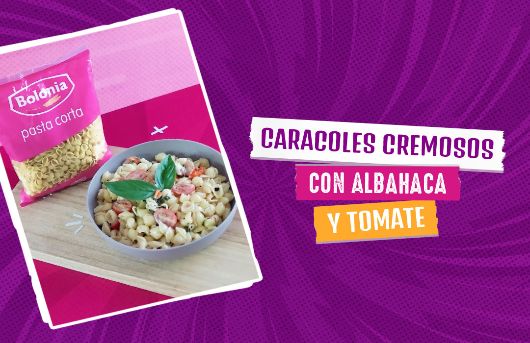 Caracoles cremosos con albahaca y tomate