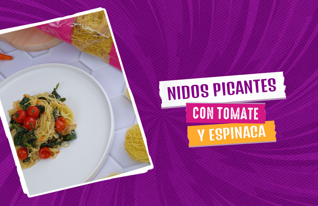 Nidos picantes con tomate y espinaca