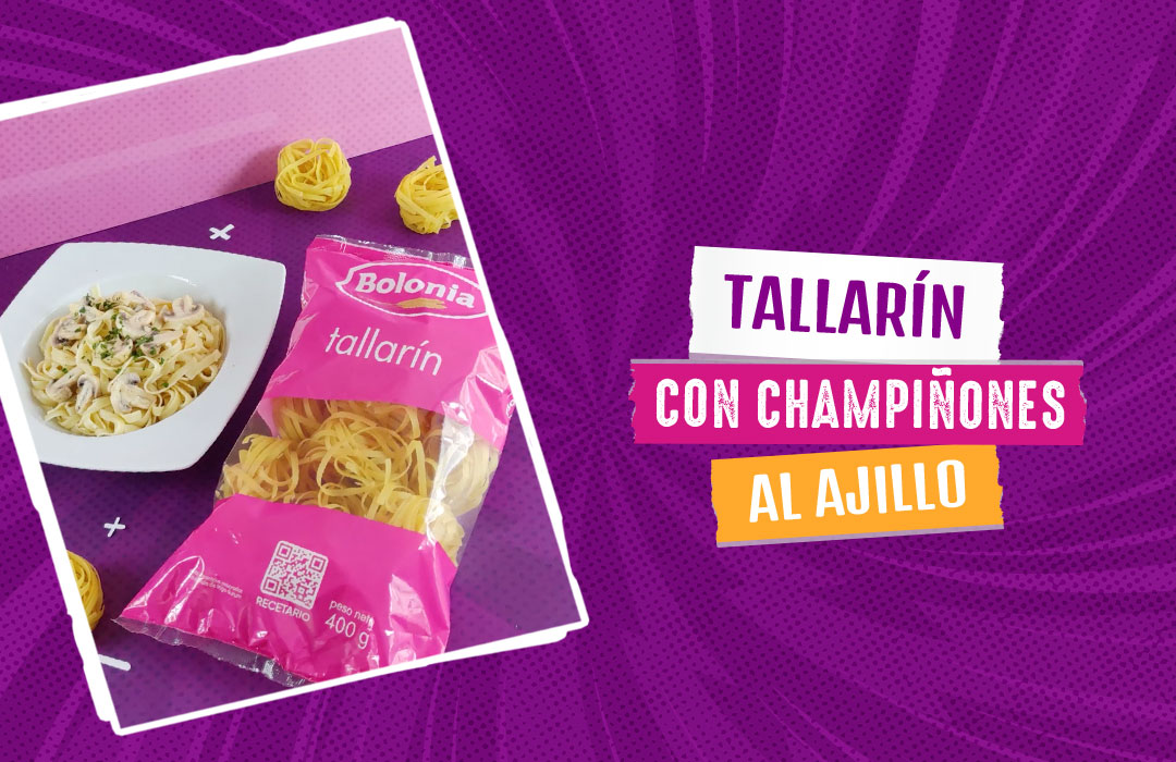 Tallarín con champiñones al ajillo