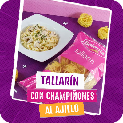 Tallarín con champiñones al ajillo