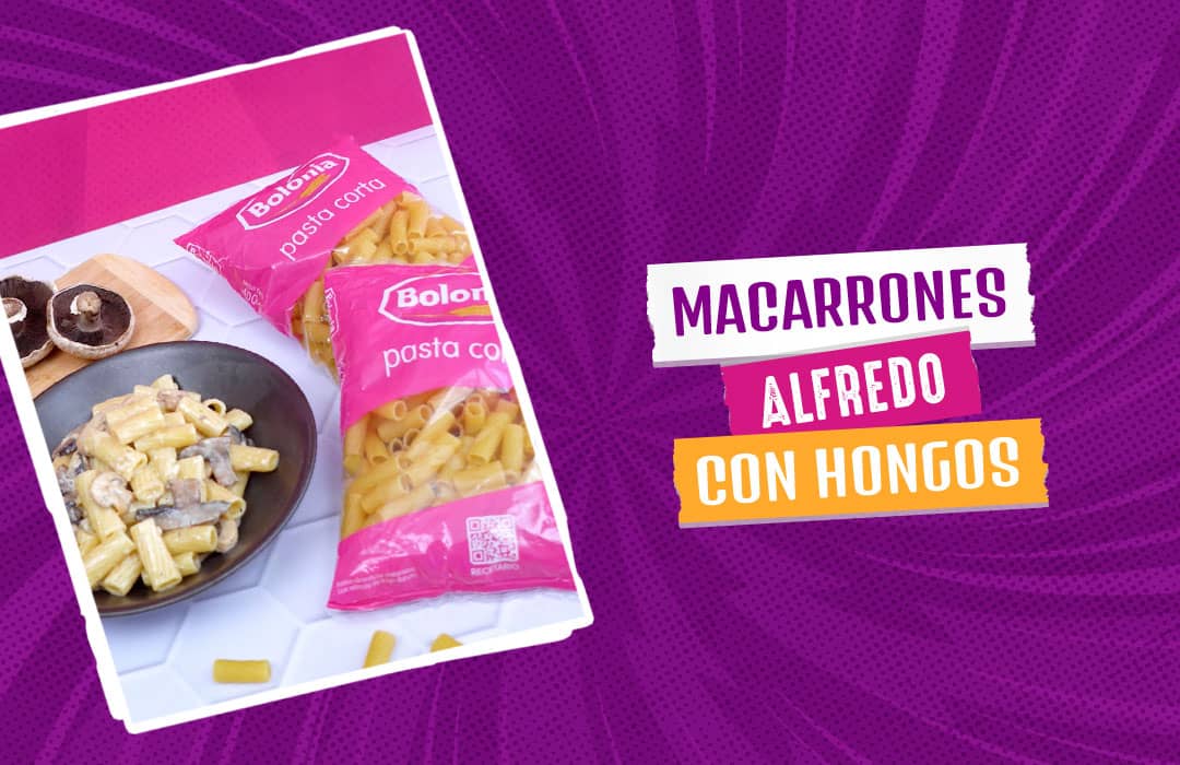 Macarrones Alfredo con hongos
