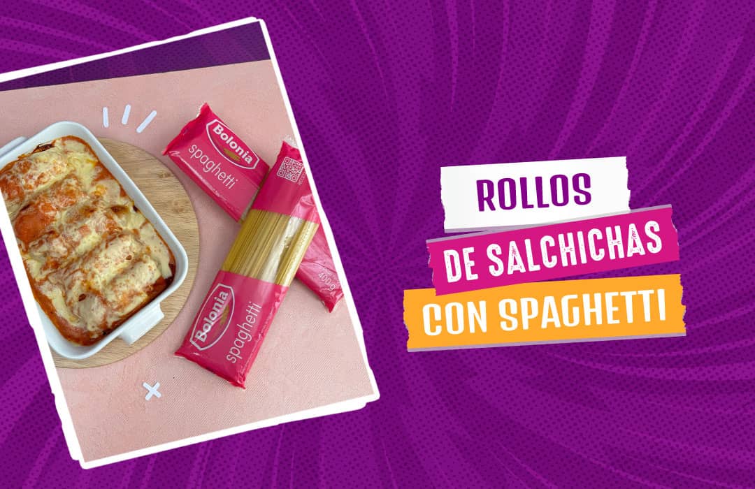 Rollos de salchichas con spaghetti
