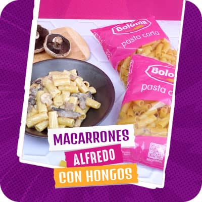 Macarrones Alfredo con hongos