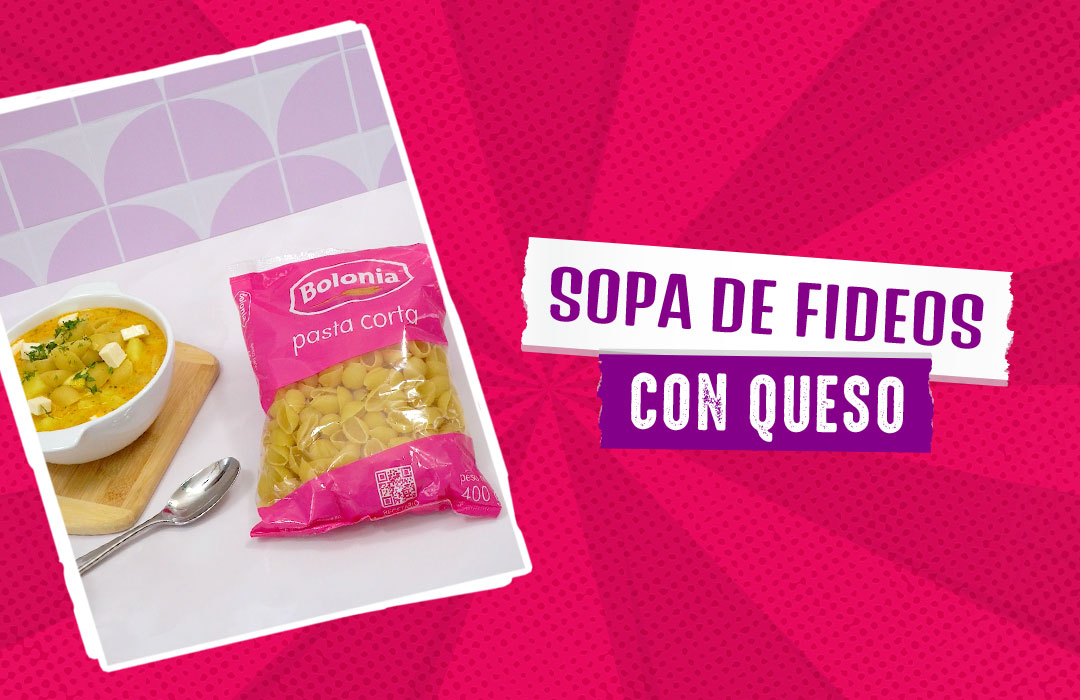 Sopa de fideos con queso