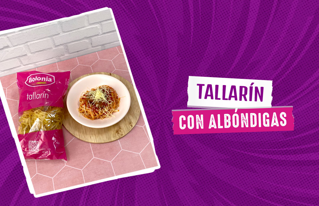 Tallarín con albóndigas