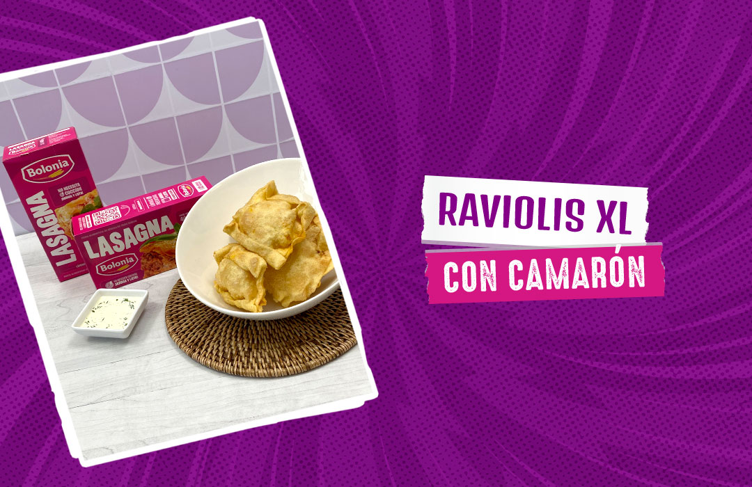 Raviolis XL con camarón
