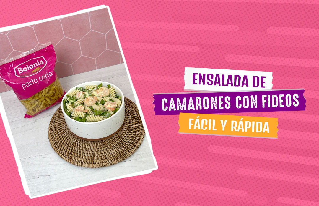 Ensalada de camarones con fideos, fácil y rápida