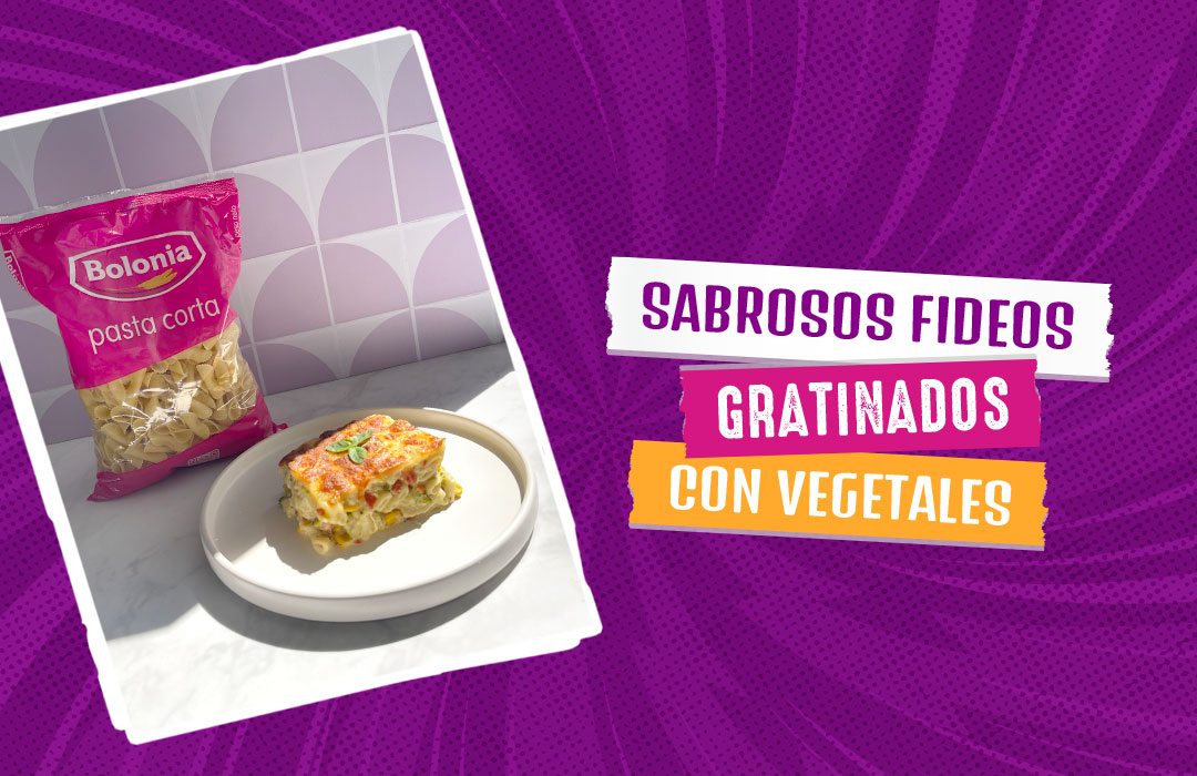 Sabrosos fideos gratinados con vegetales